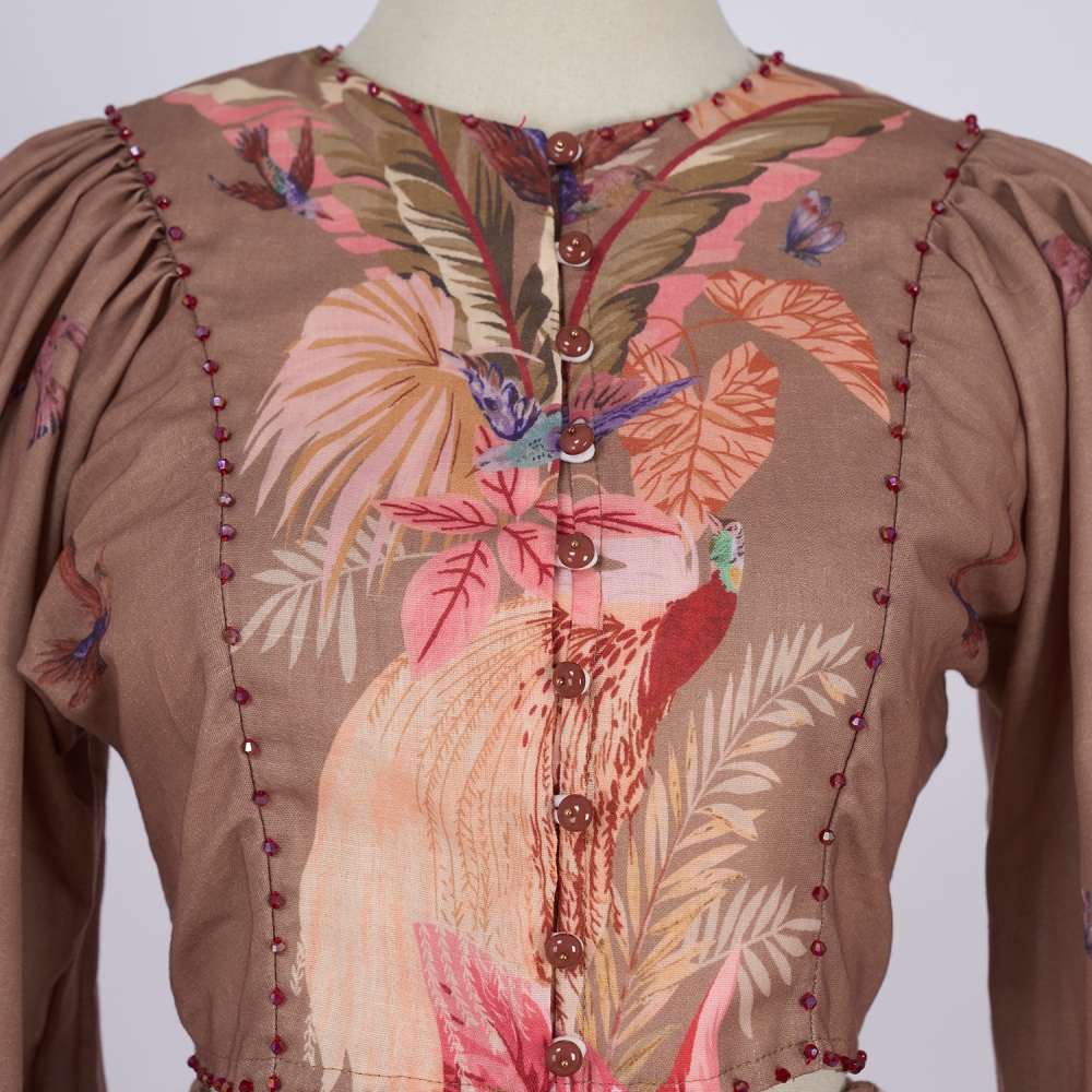 Printing light luxury skirt flowers tops a set