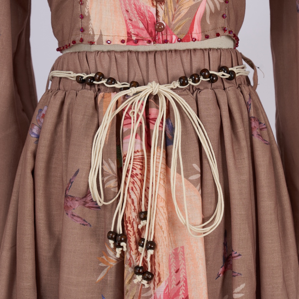 Printing light luxury skirt flowers tops a set