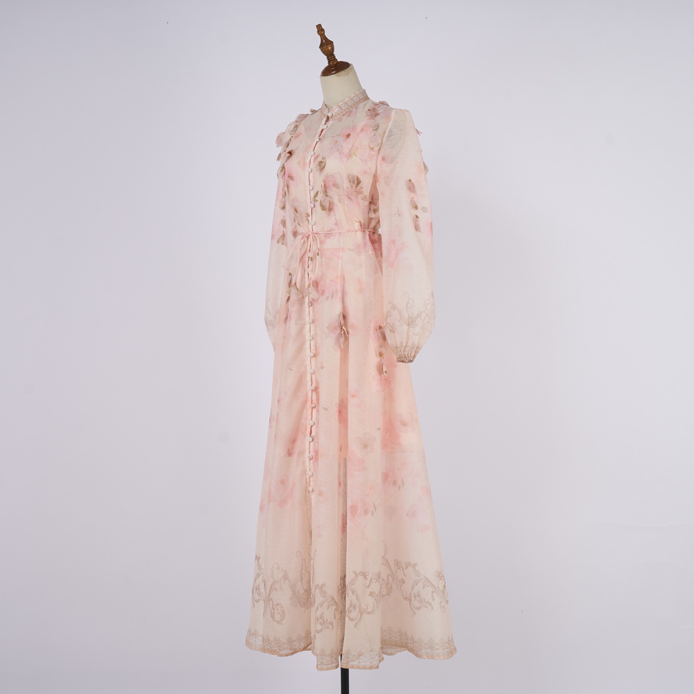 Long long sleeve flowers dress 2pcs set