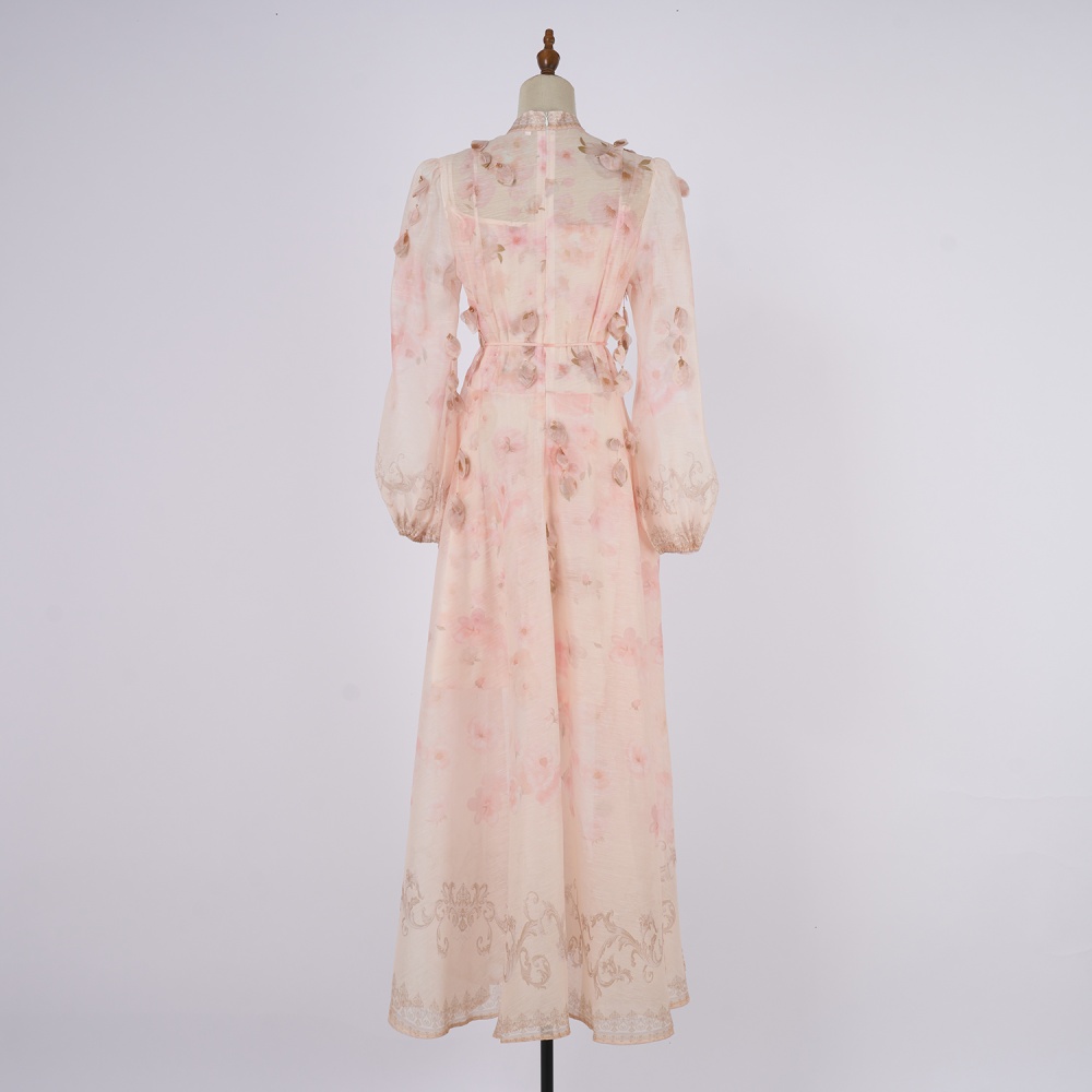Long long sleeve flowers dress 2pcs set