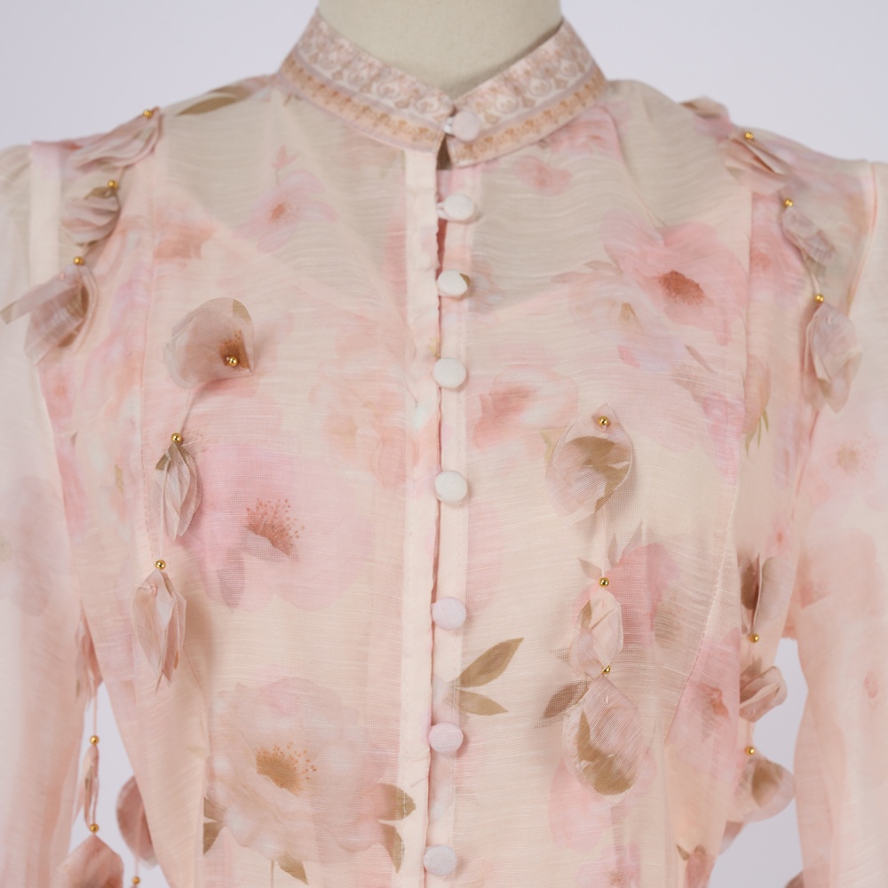 Long long sleeve flowers dress 2pcs set