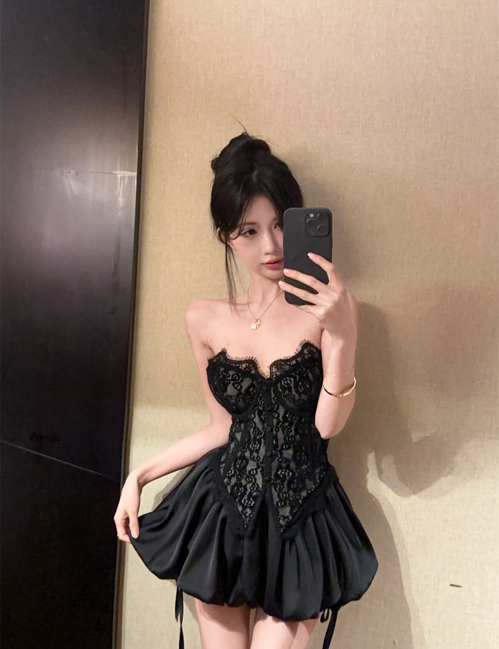 Breasted fashion bud skirt wrapped chest pants a set