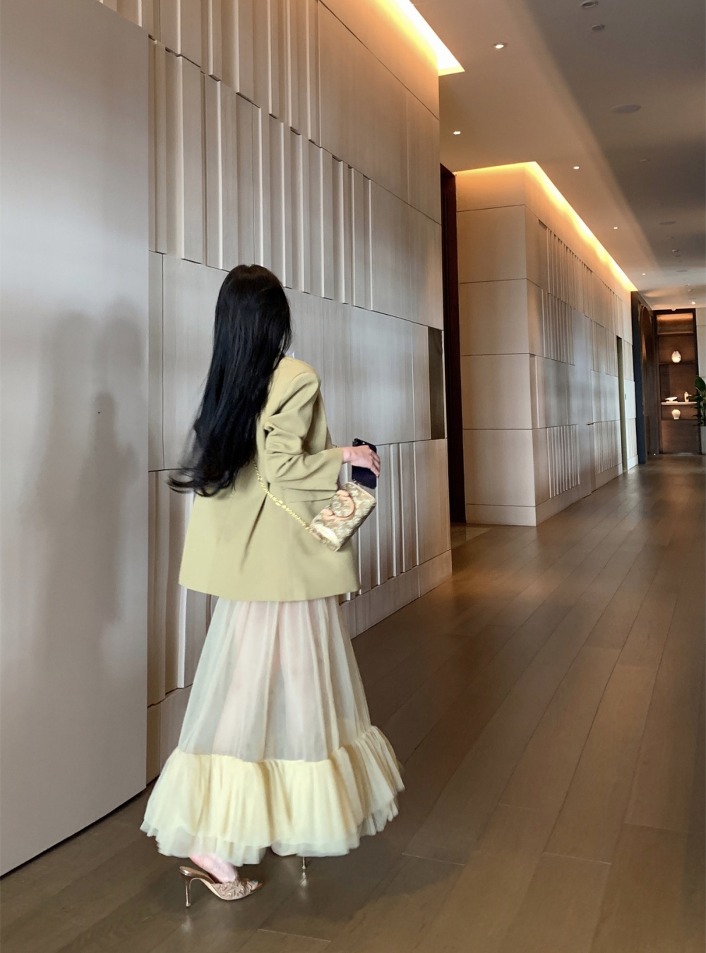 Western style long coat autumn fashion business suit 2pcs set