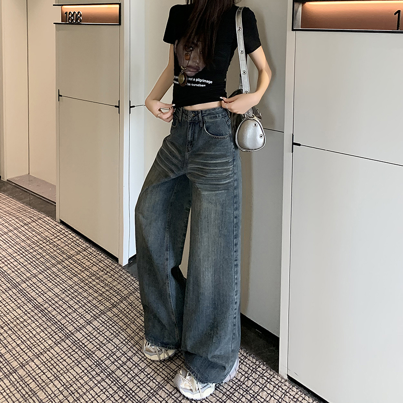 Show high cat jeans lengthen American style long pants