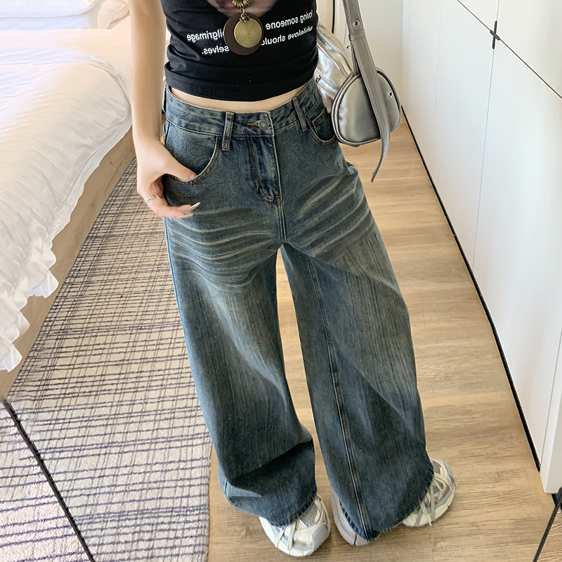 Show high cat jeans lengthen American style long pants