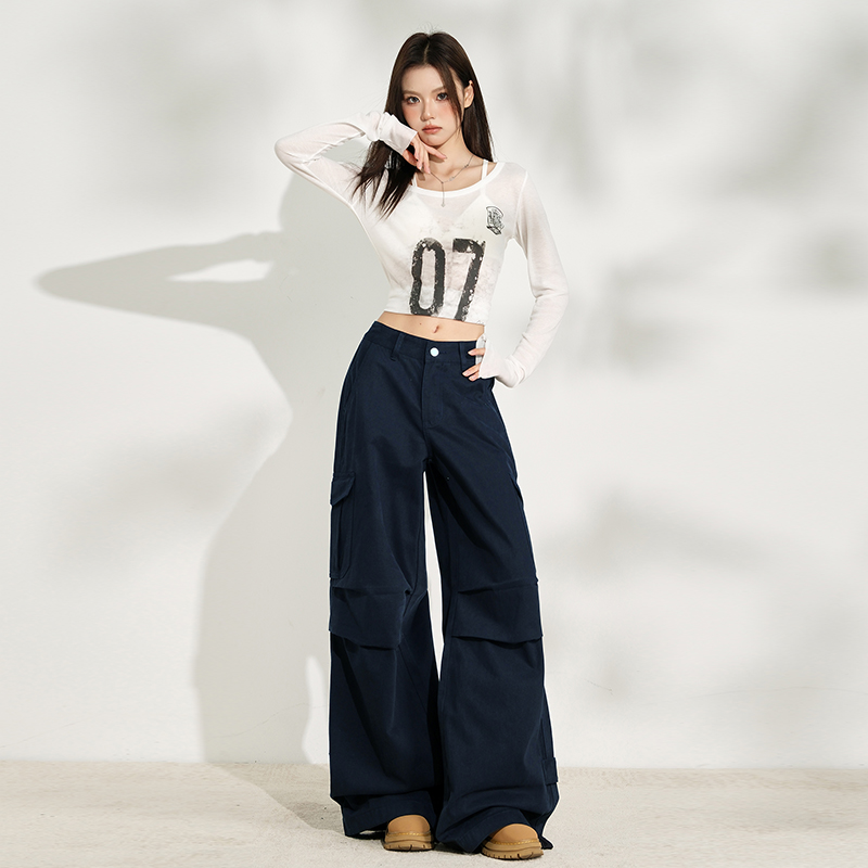 High waist wide leg pants loose work clothing