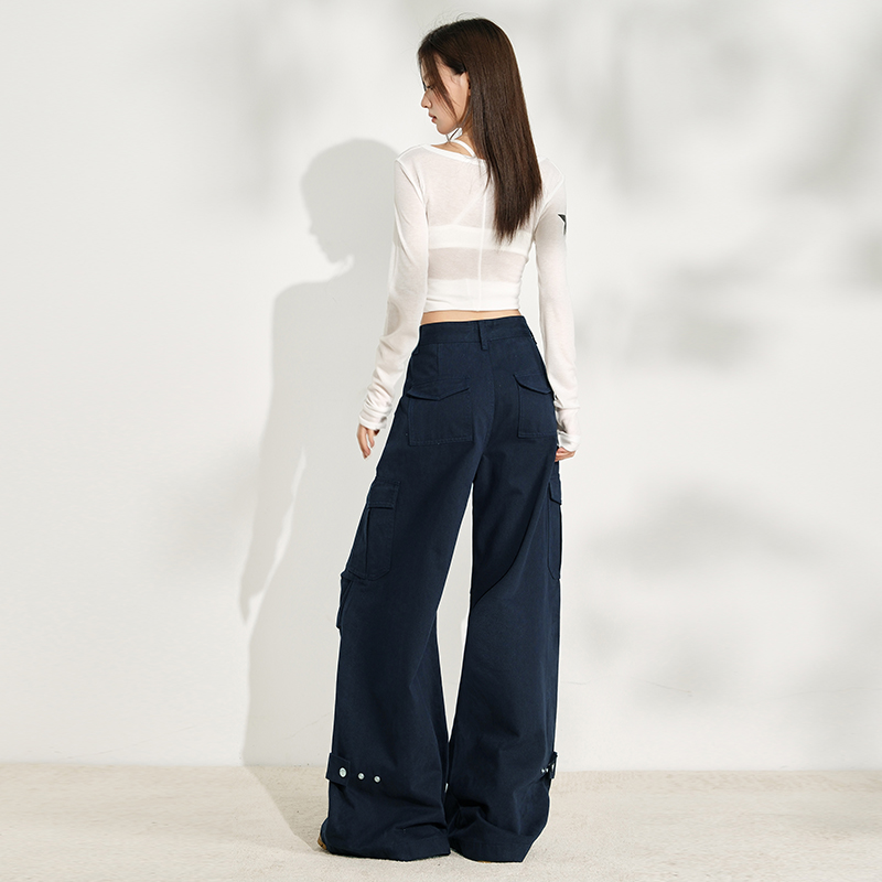 High waist wide leg pants loose work clothing