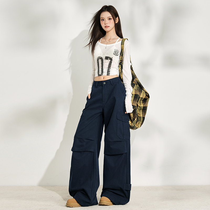 High waist wide leg pants loose work clothing