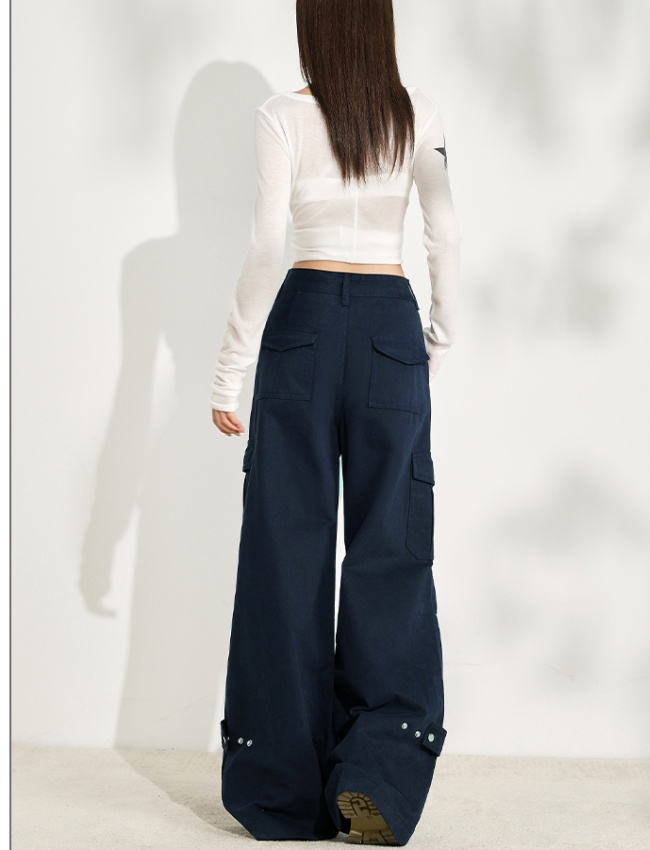 High waist wide leg pants loose work clothing
