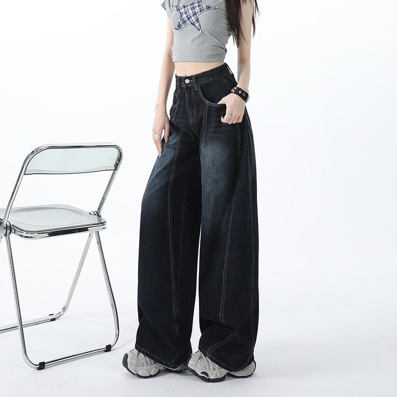 Lengthen wide leg pants mopping high waist jeans for women