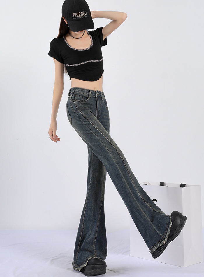 Micro speaker flare pants retro jeans for women