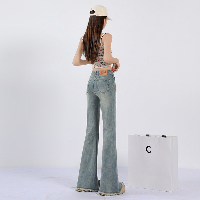 Micro speaker flare pants retro jeans for women