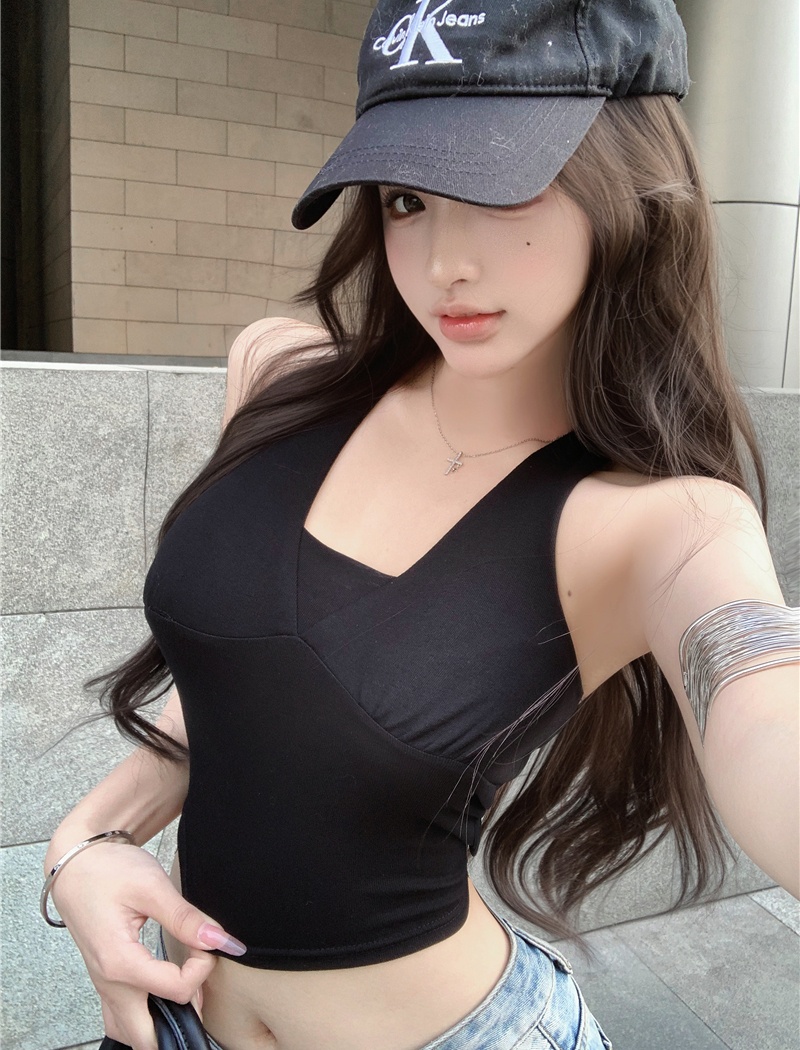 Slim sleeveless halter bandage enticement short tops