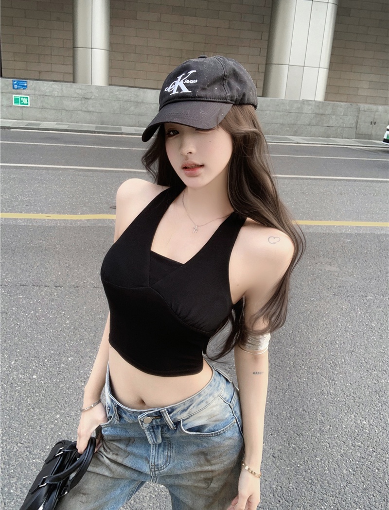 Slim sleeveless halter bandage enticement short tops