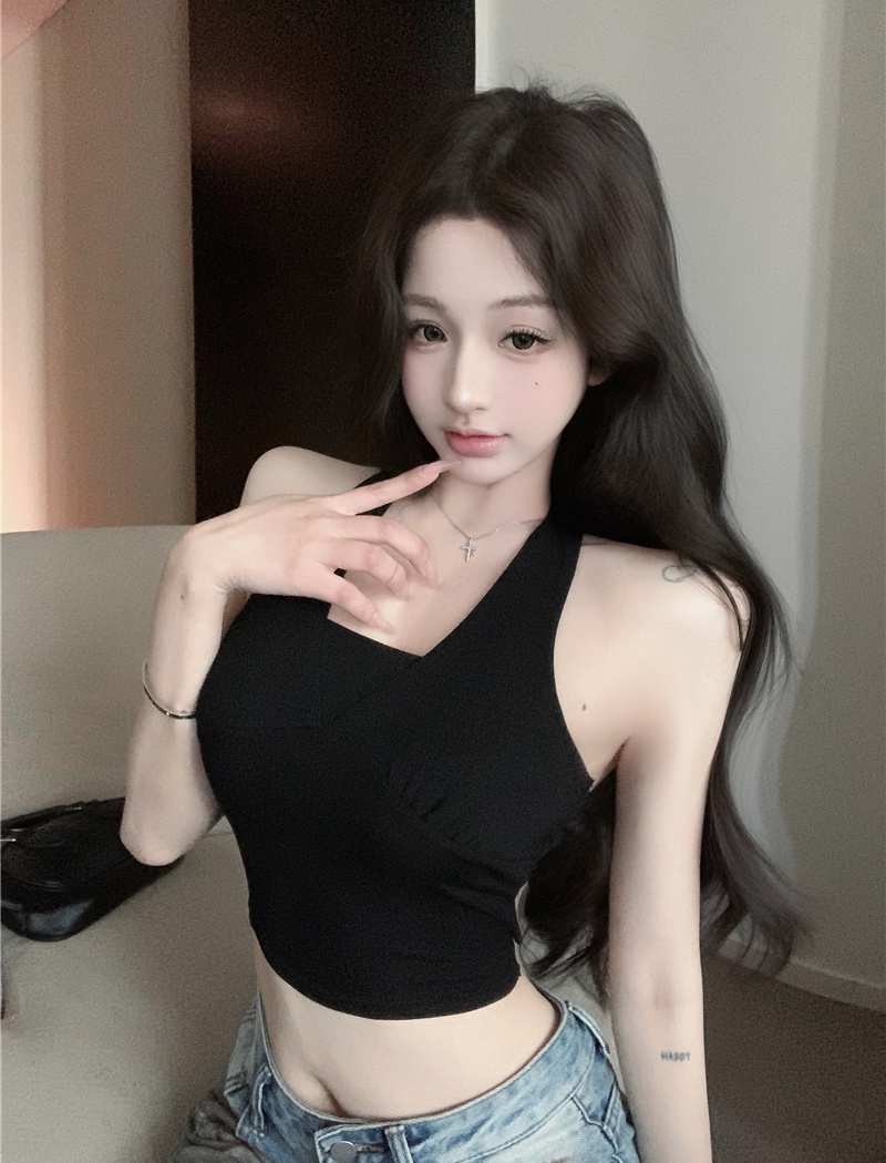 Slim sleeveless halter bandage enticement short tops