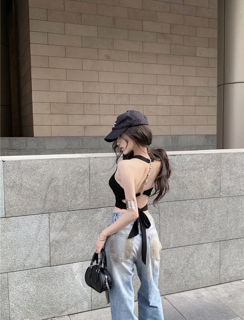 Slim sleeveless halter bandage enticement short tops