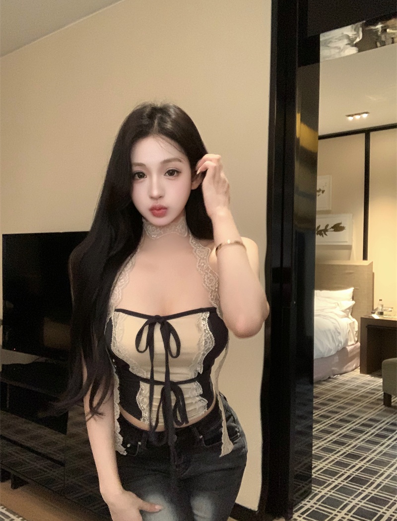 Sexy lace tops streamer wrapped chest vest for women