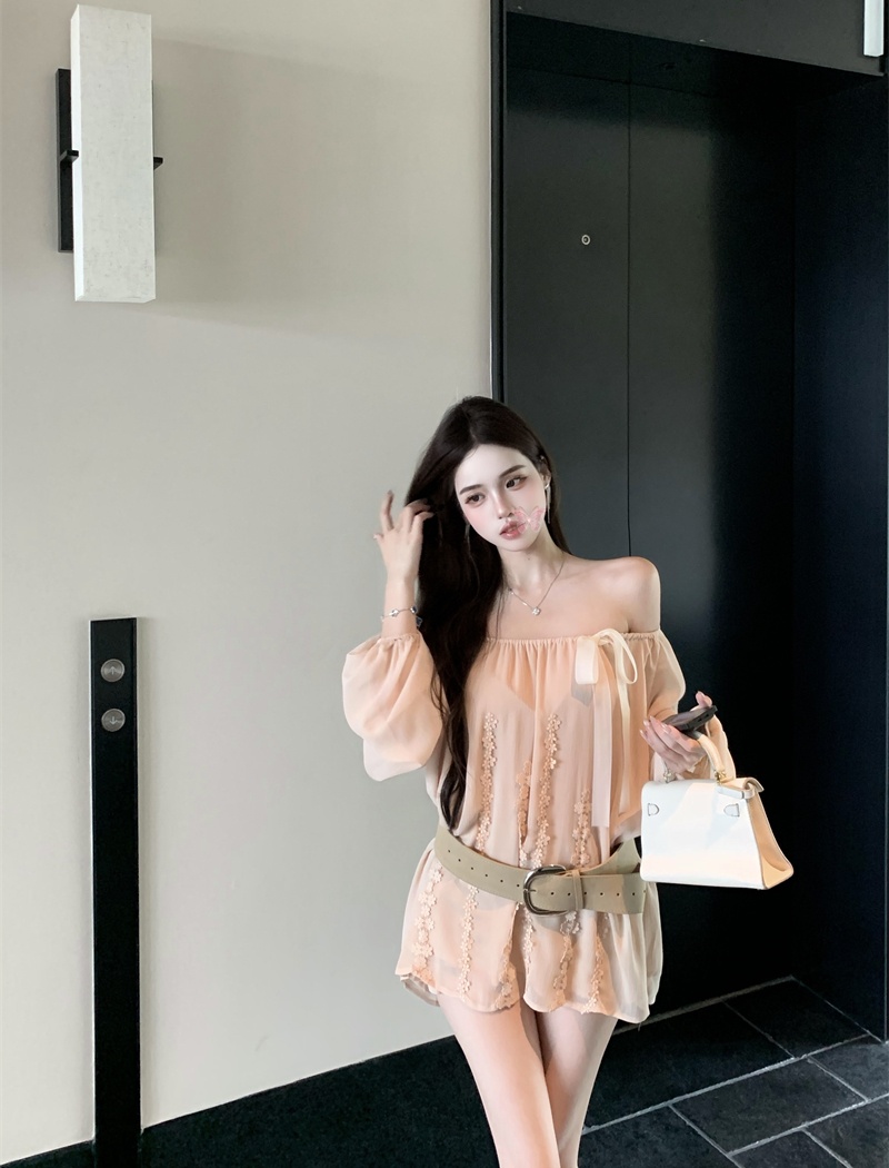 Long sleeve flowers shirt loose stereoscopic tops