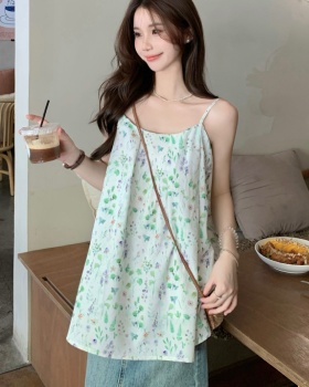 Slim refreshing loose tops floral pastoral style) vest