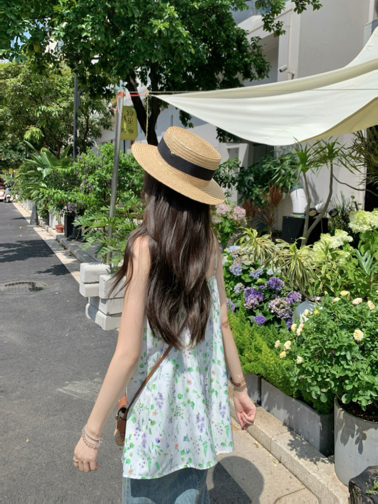 Slim refreshing loose tops floral pastoral style) vest