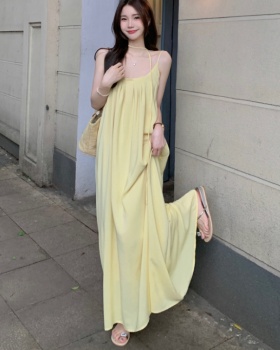 Loose A-line show young long dress tender vacation sling dress