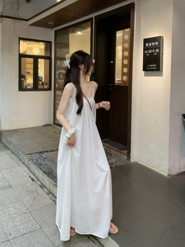 Loose A-line show young long dress tender vacation sling dress