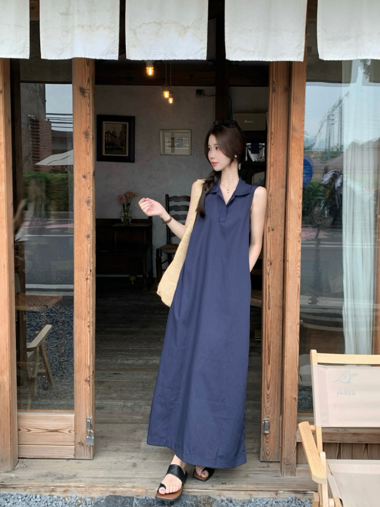 Simple dress Korean style long dress for women