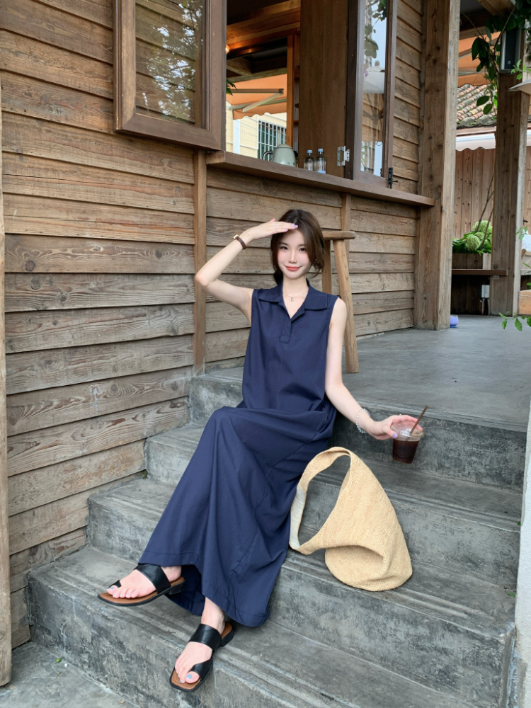 Simple dress Korean style long dress for women