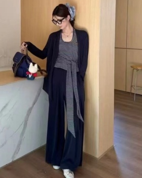 Autumn loose cardigan halter casual pants 3pcs set