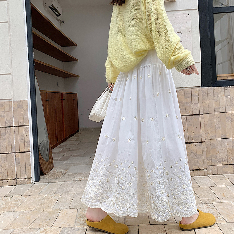 Big skirt slim long skirt embroidery beautiful skirt for women
