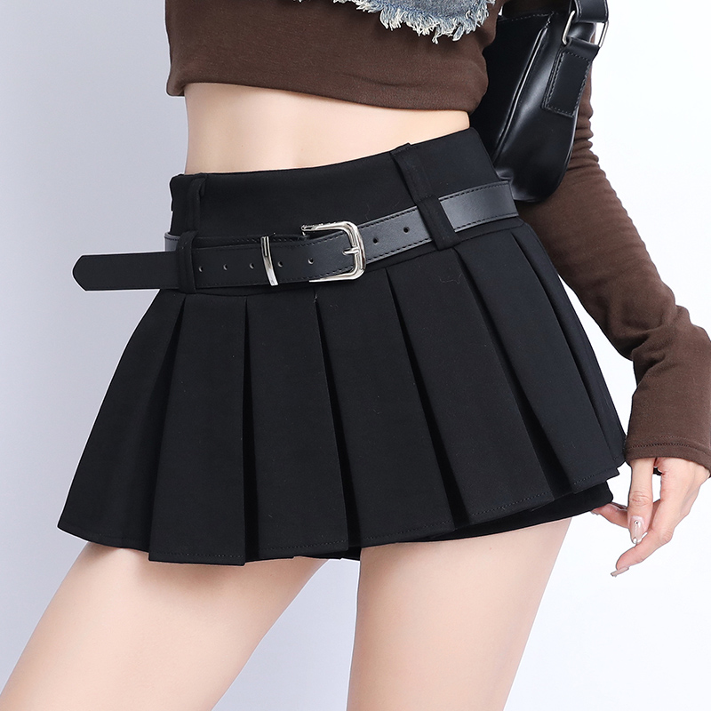 Pleated A-line skirt autumn and winter short skirt for women