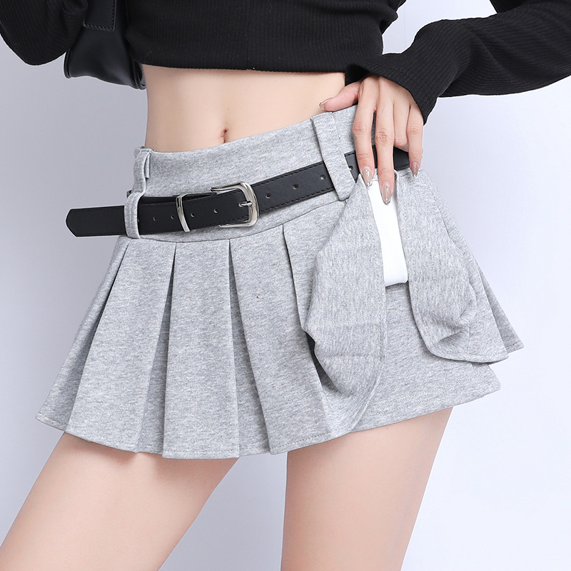 Pleated A-line skirt autumn and winter short skirt for women