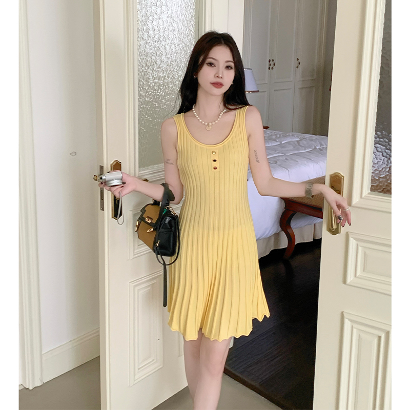 Yellow Western style sling sweet slim spicegirl dress