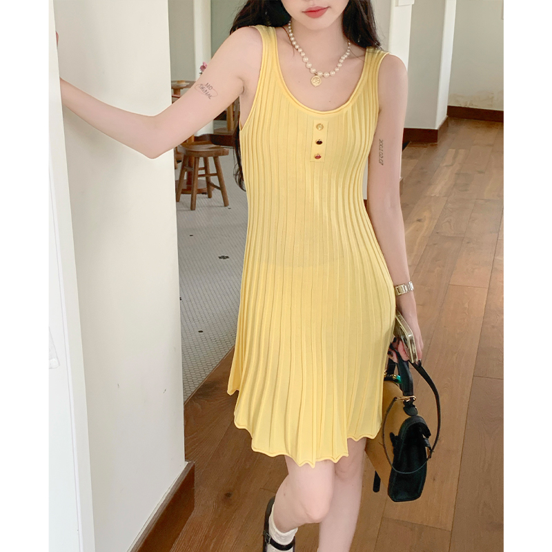 Yellow Western style sling sweet slim spicegirl dress