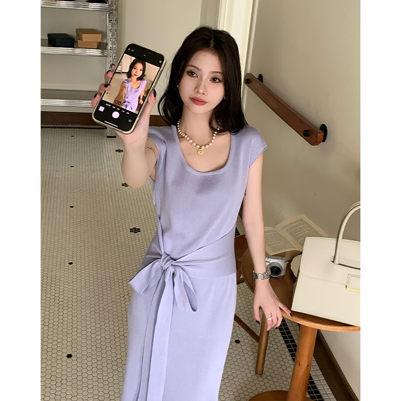 U-neck bandage enticement tender dress for women