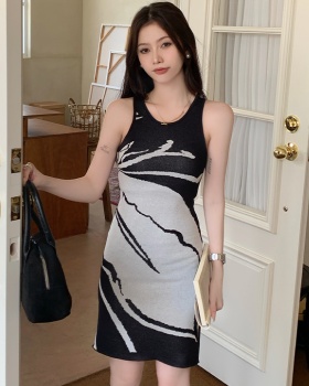 Mixed colors sling slim short package hip dress for women