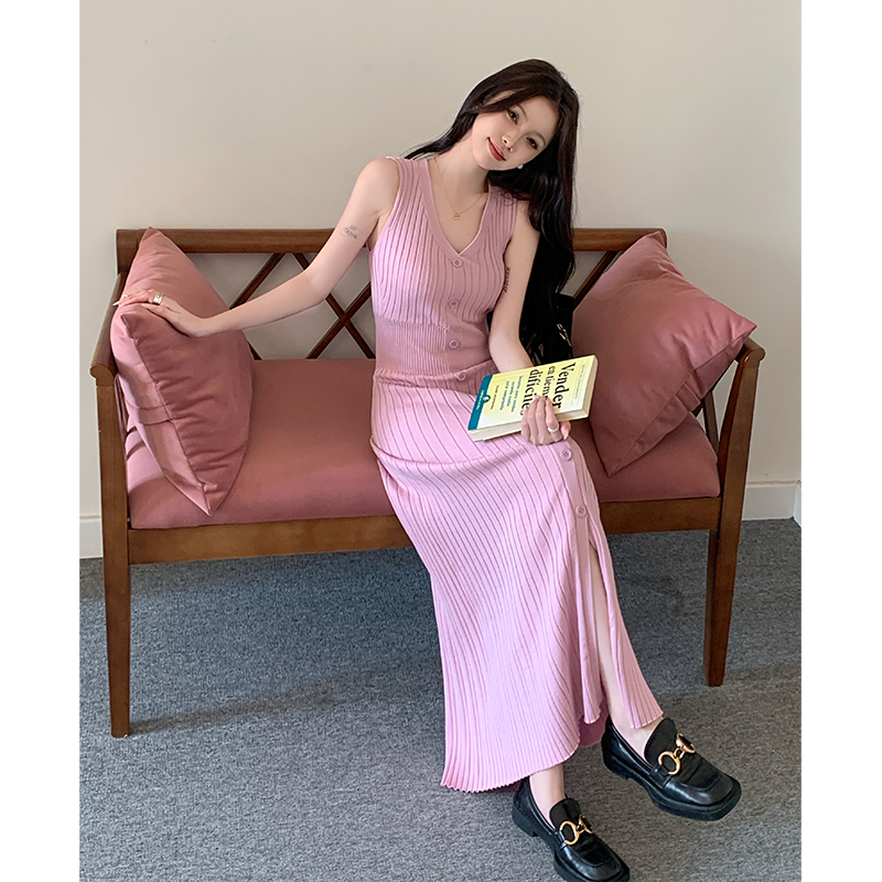 Summer knitted dress sleeveless vest for women