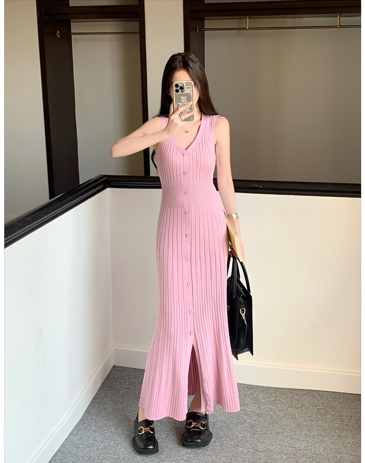 Summer knitted dress sleeveless vest for women