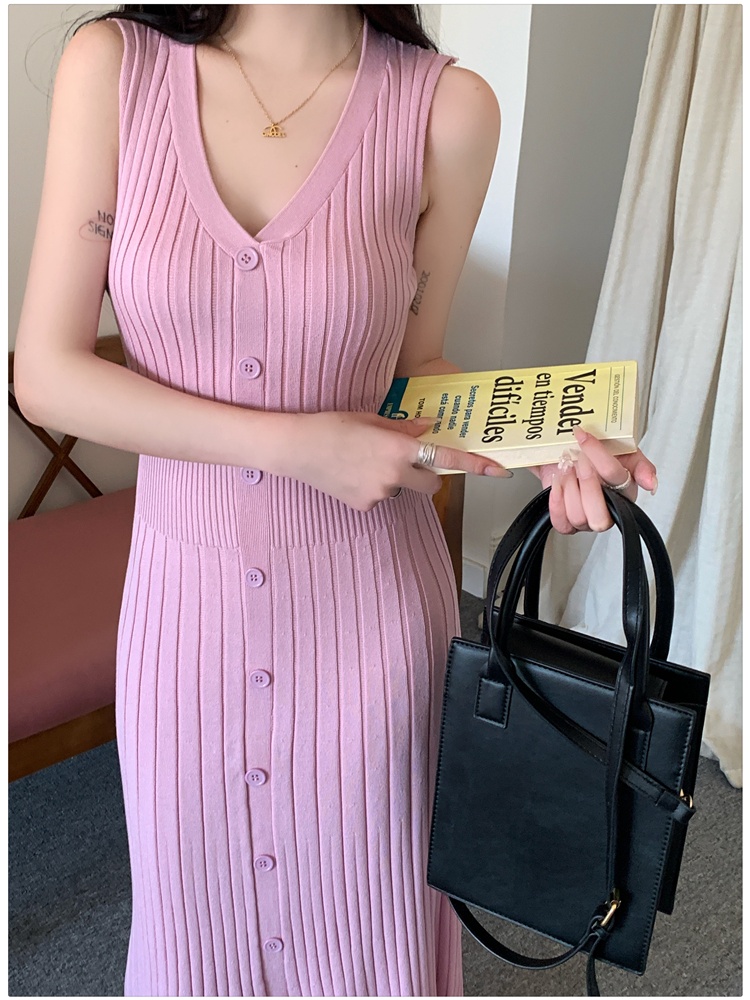 Summer knitted dress sleeveless vest for women
