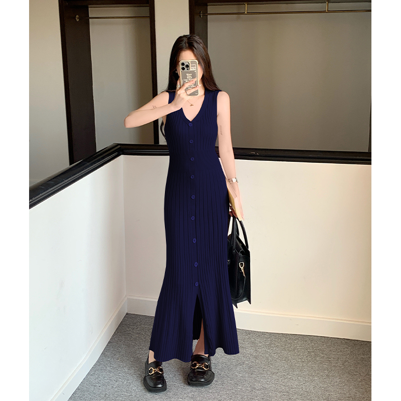 Summer knitted dress sleeveless vest for women