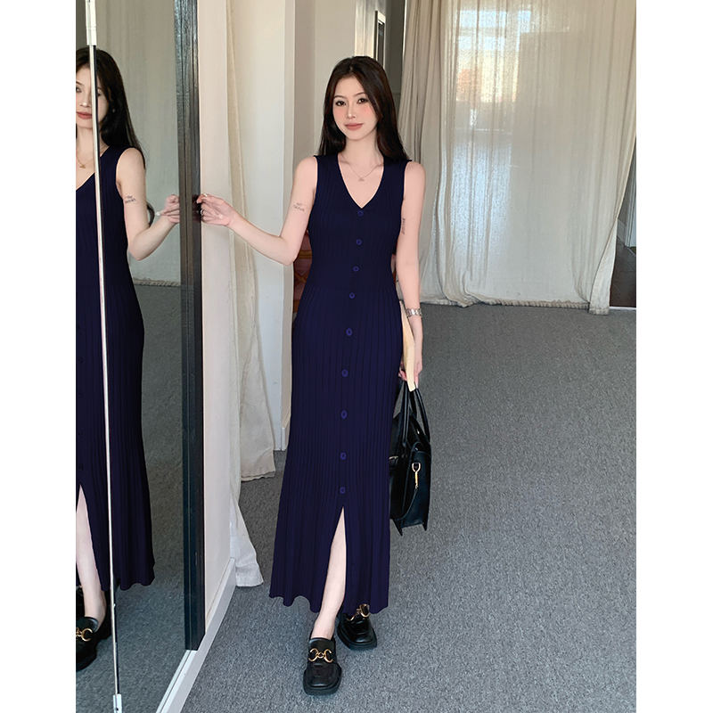 Summer knitted dress sleeveless vest for women