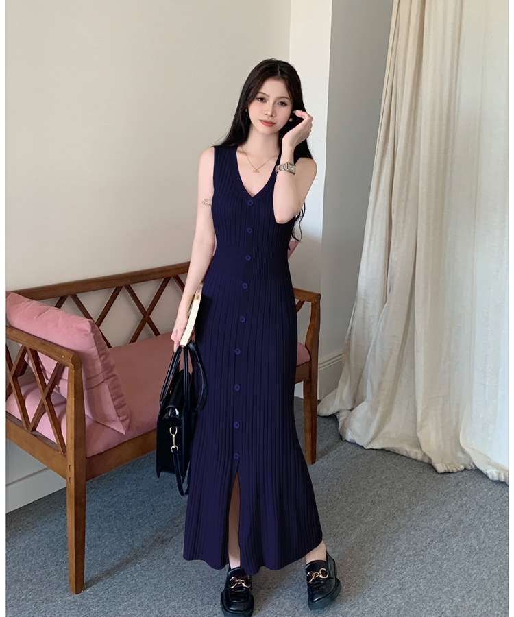 Summer knitted dress sleeveless vest for women