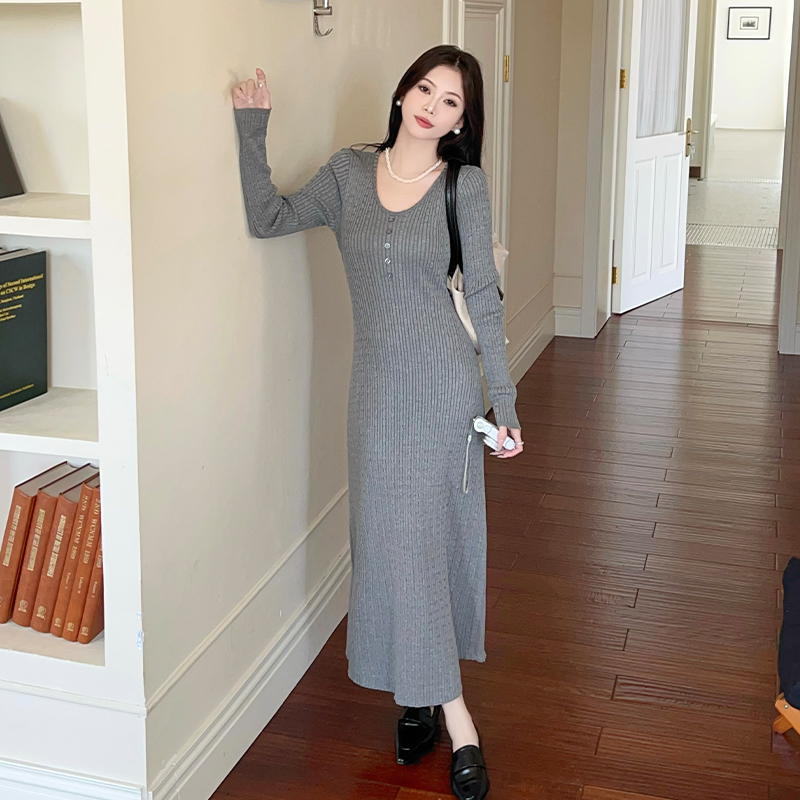 Bottoming long long dress France style slim dress