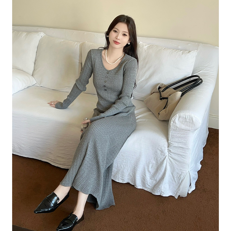 Bottoming long long dress France style slim dress