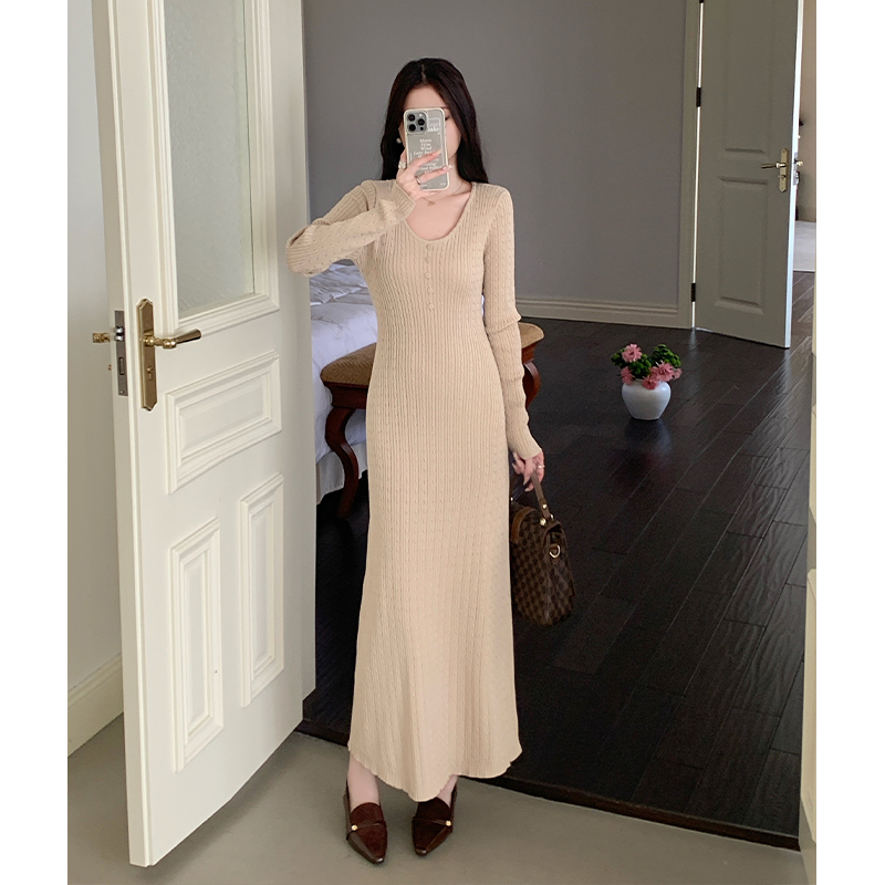 Bottoming long long dress France style slim dress