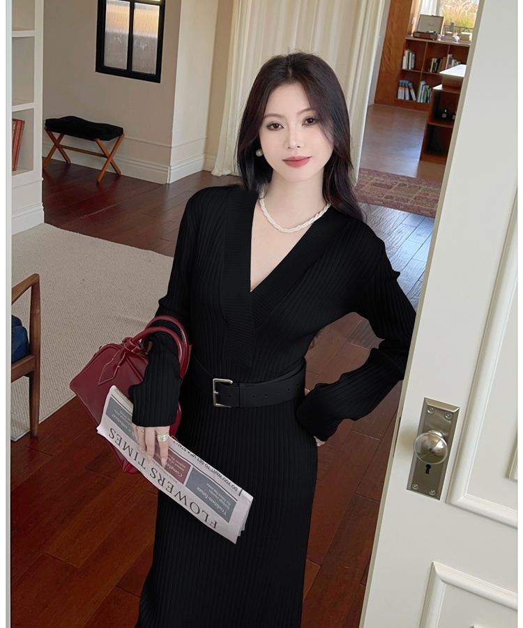 Temperament long dress knitted dress for women