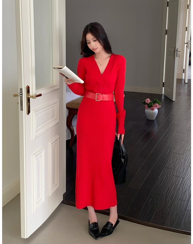 Temperament long dress knitted dress for women
