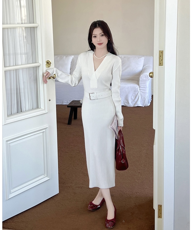 Temperament long dress knitted dress for women