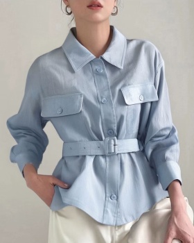 Flax slim loose work clothing fashion Casual simple shirt