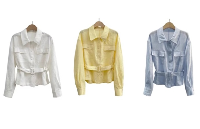 Flax slim loose work clothing fashion Casual simple shirt